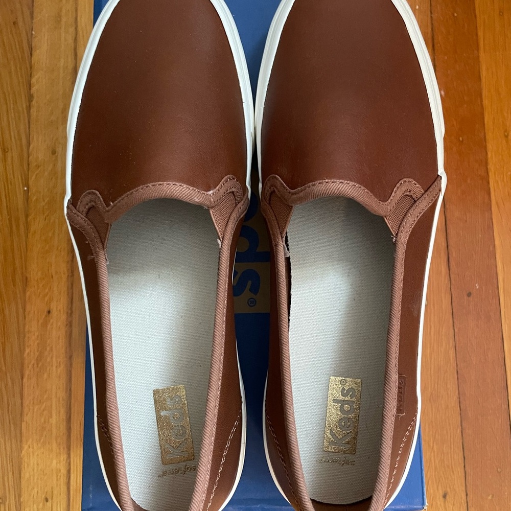 NWT!! Women’s Keds Double Decker Leather Slip Ons